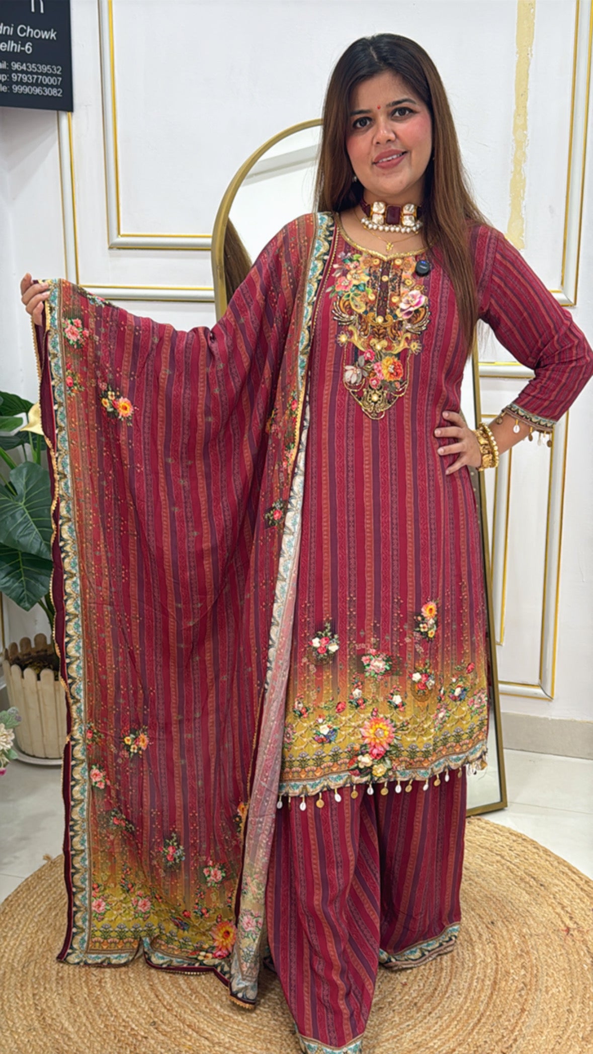 Karwa Chauth special ready to wear pure crepe silk designer dress with crepe dupatta and bottom  GF626